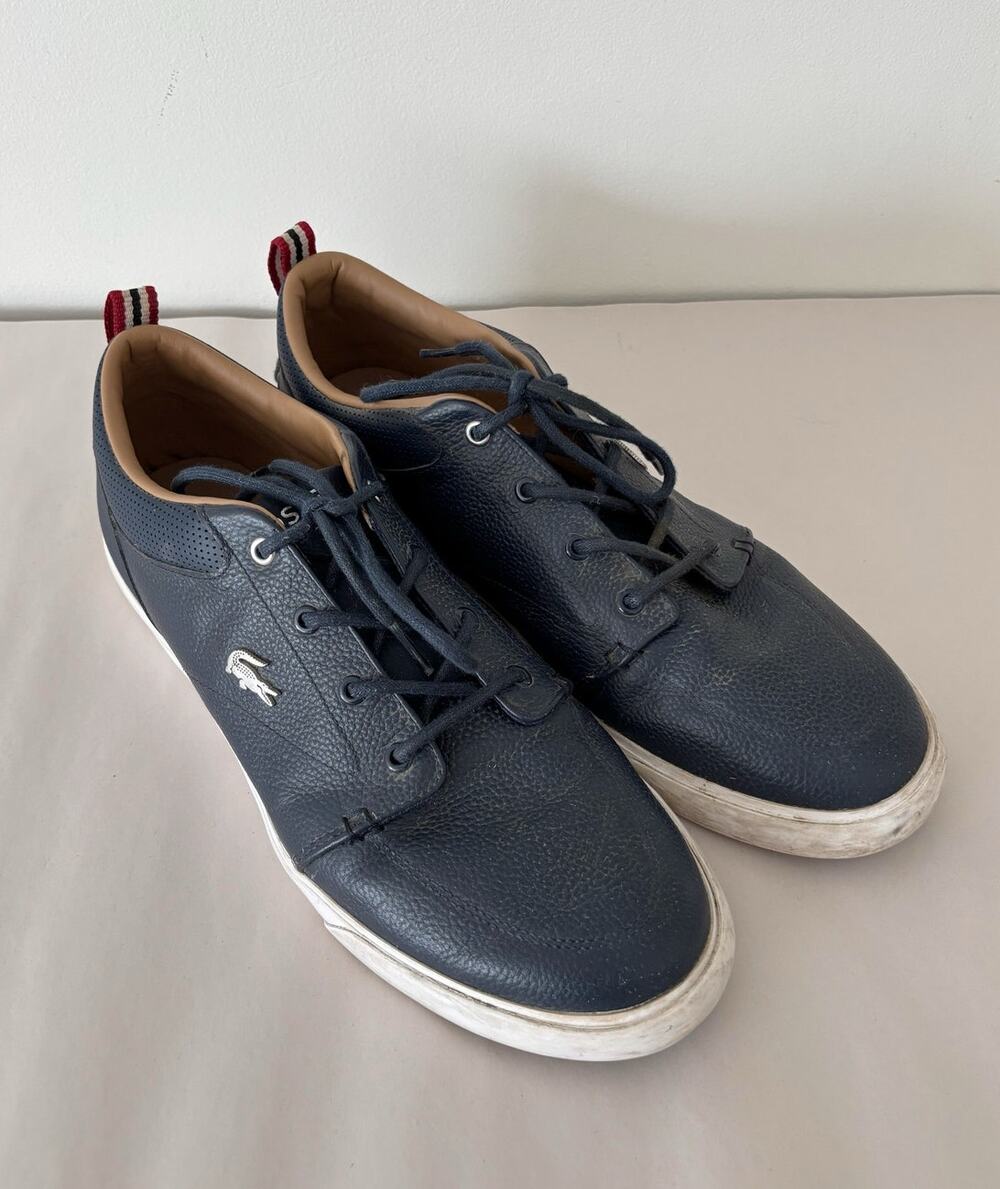 Navy Blue Men's Lacoste Bayliss Leather Sneakers 10.5